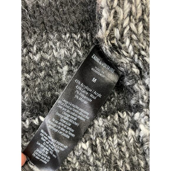 Zadig & Voltaire Long Open Cardigan Women’s Medium Gray Wool Mohair Blend Italy - Picture 7 of 8